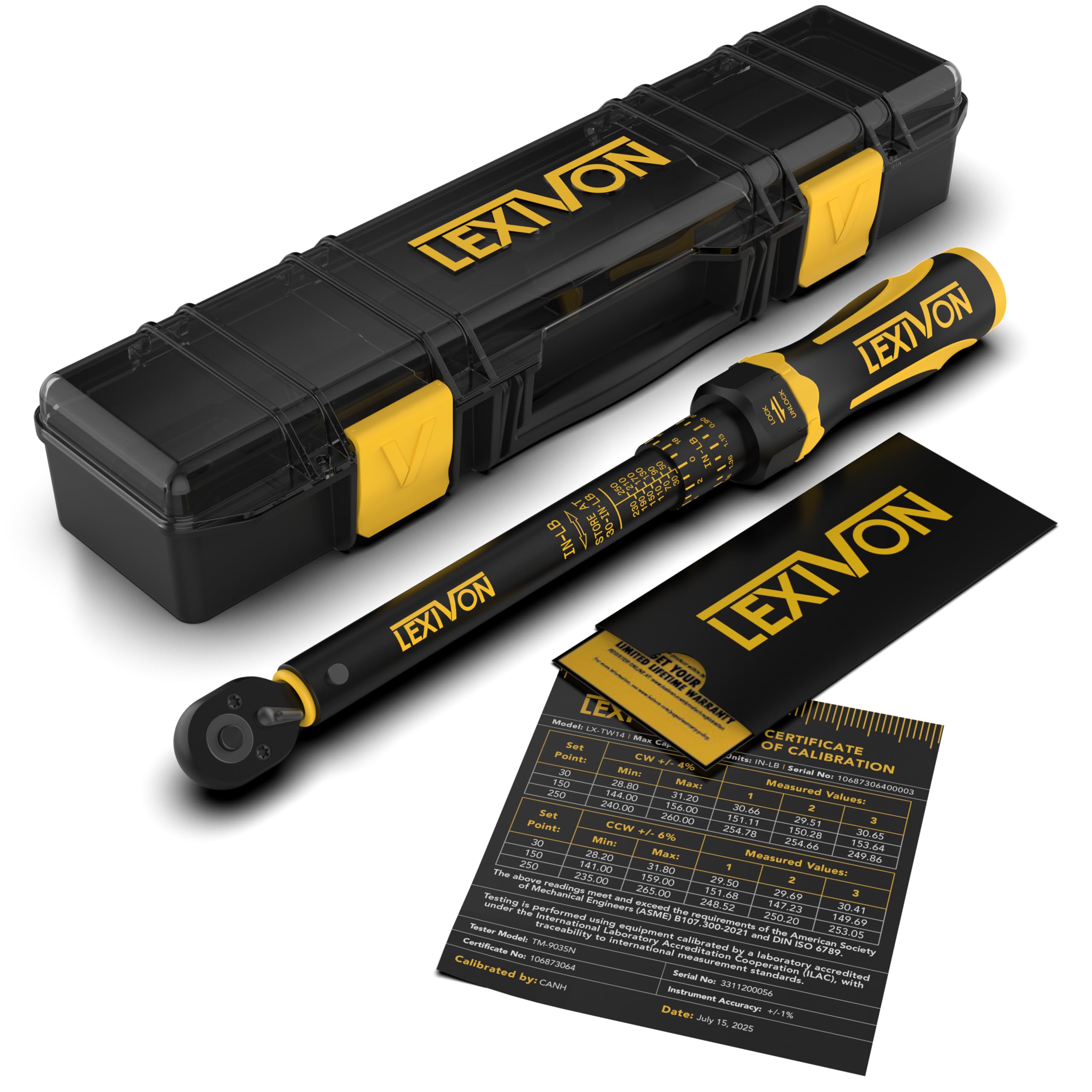 LEXIVON Torque Wrench, 1/4-Inch Drive, Dual Scale 30-250 IN-LB